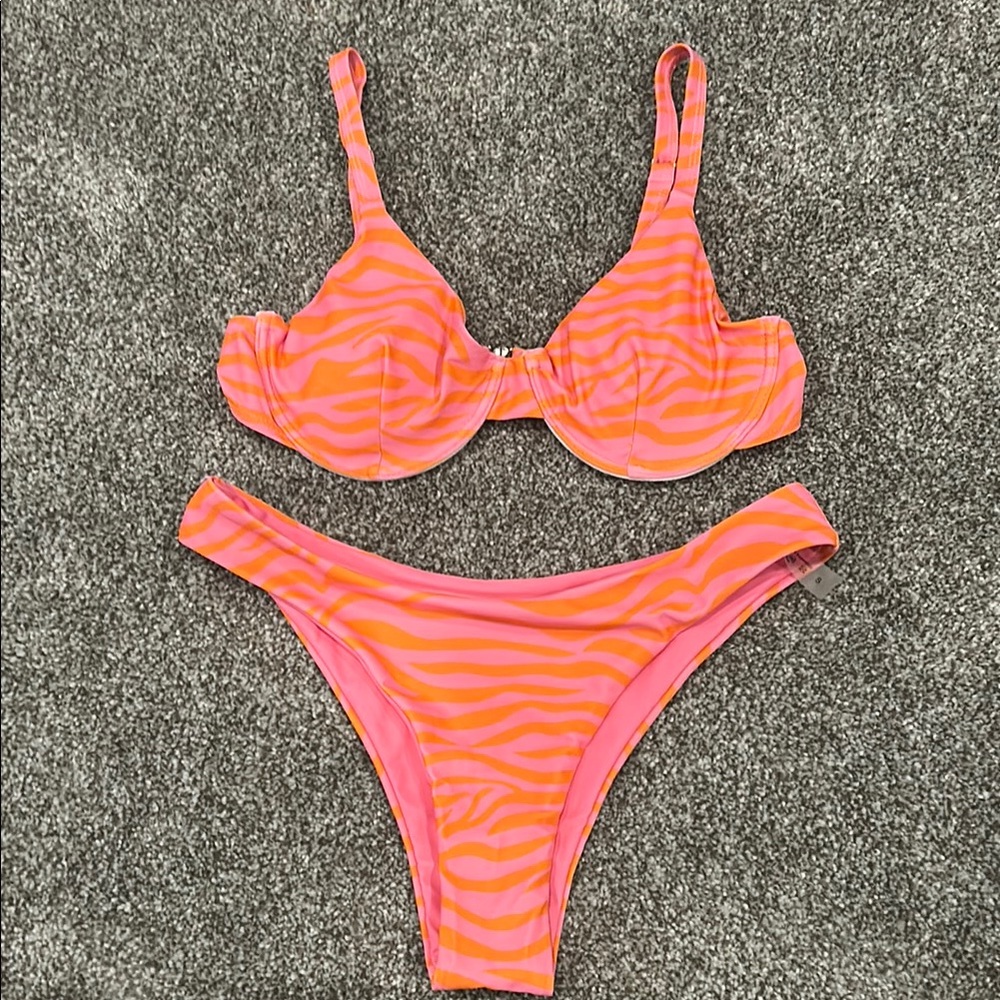 Vibrant Pink Zebra Print Bikini Set